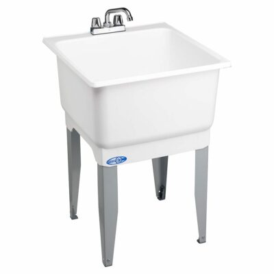 ELM 23 X25  WHITE LAUNDRY TUB SINK W/ FAUCET & SUPPLY LINES